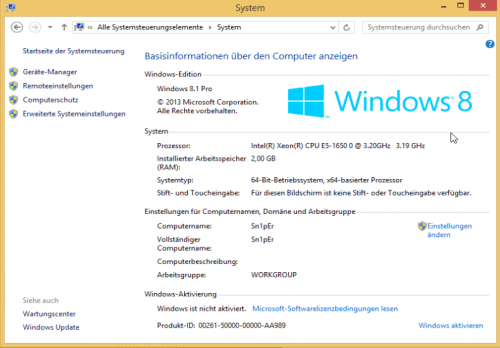 Microsoft Windows 8.1 Pro VL - April 2016 - German