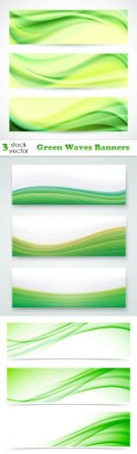 Vectors - Green Waves Banners)