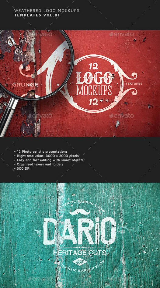 Download Graphicriver -- Weathered Logo Mockups - SoftArchive