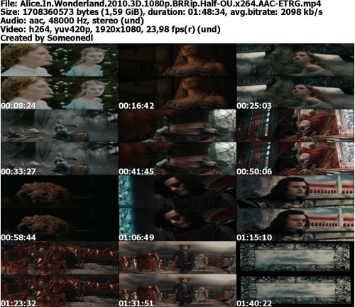 Alice In Wonderland 2010 3D 1080p BRRip Half-OU x264 AAC-ETRG