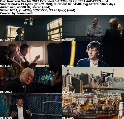 Now You See Me 2013 Extended Cut 720p BRRip x264 AAC-ETRG
