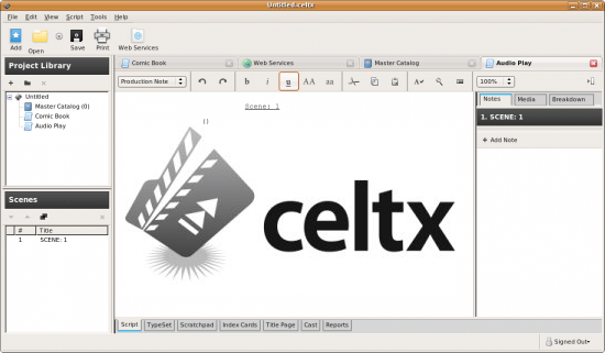 Portable Celtx 2.9.7 Bulid 2012033015