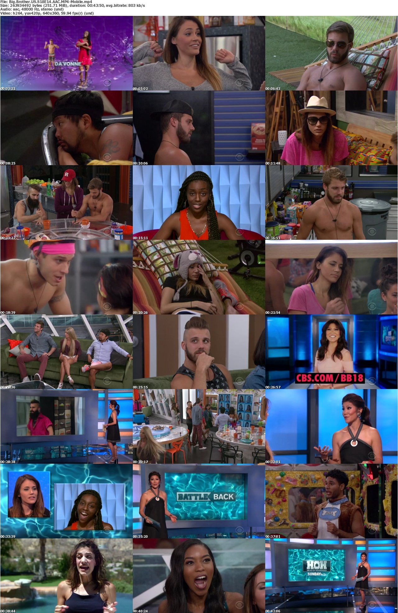 Big Brother US S18E14 AAC MP4-Mobile