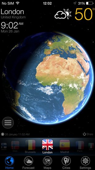 3D Earth - weather widget,world clock &amp; USA forecast map v2.1.1
