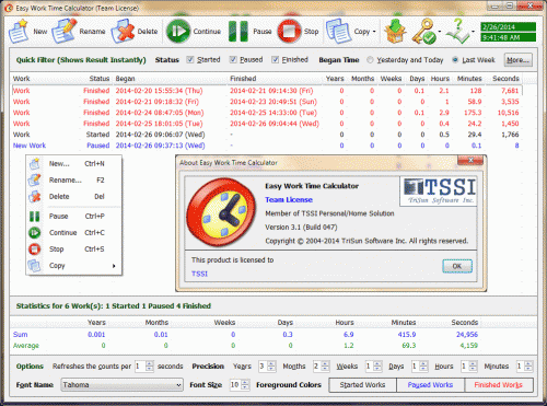 Easy Work Time Calculator 5.0 Build 050