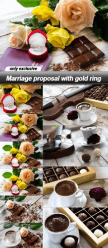 Marriage proposal with gold ring
