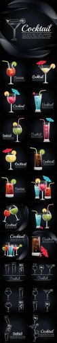 Vector Cocktail Tropical Poster Bar Icon Illustration Design