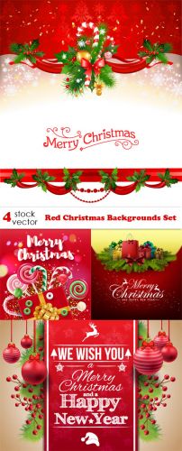 Red Christmas Backgrounds Set - Vectors 