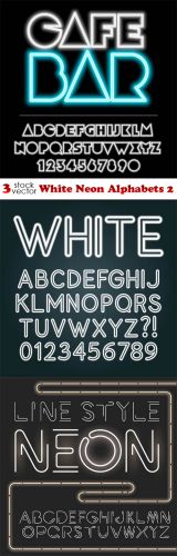 Vectors - White Neon Alphabets 2