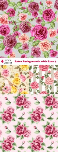 Vectors - Retro Backgrounds with Rose 4