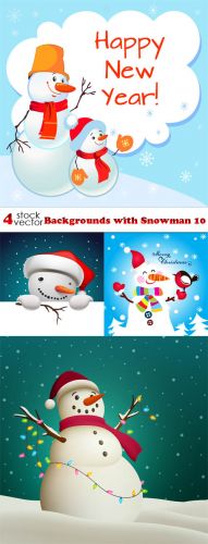 Vectors - Backgrounds with Snowman 10