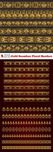 Vectors -- Gold Seamless Floral Borders