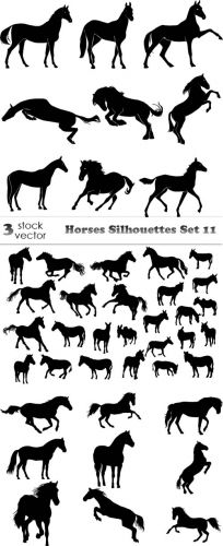  Vectors - Horses Silhouettes Set 11