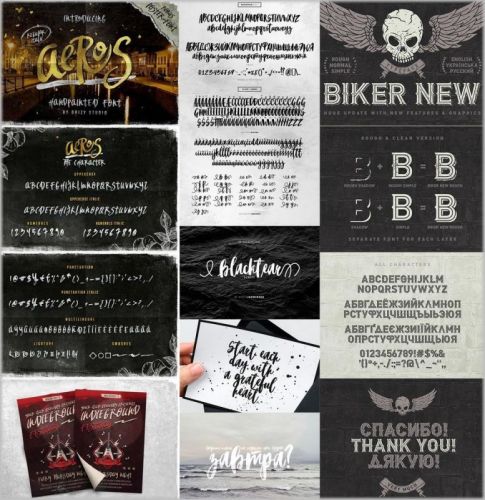 Fonts Family - Aeros, Blacktear, Biker Remastered vol.4
