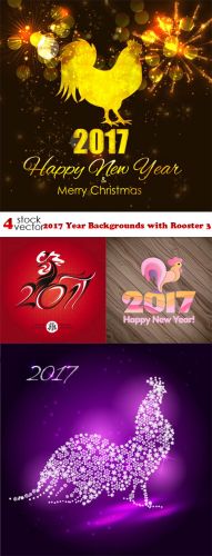Vectors - 2017 Year Backgrounds with Rooster 3