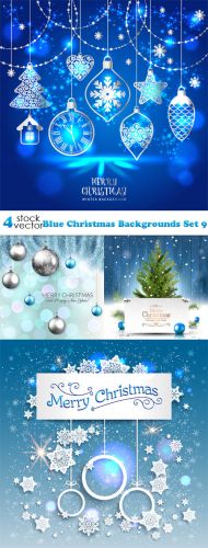  Vectors - Blue Christmas Backgrounds Set 9