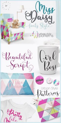 Miss Daisy Fonts &amp; Patterns + Freebies vol.3