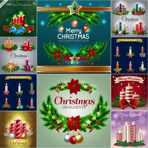 Christmas Decoration &amp; Candles vector