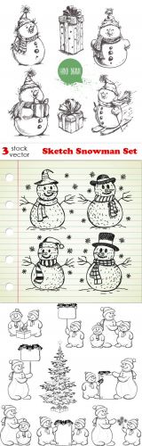 Vectors - Sketch Snowman Set