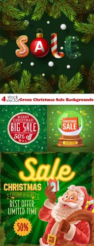 Vectors -- Green Christmas Sale Backgrounds