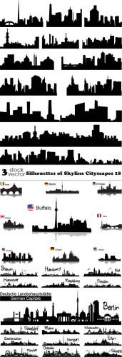 Vectors - Silhouettes of Skyline Cityscapes 18