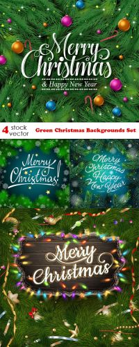 Vectors - Green Christmas Backgrounds Set