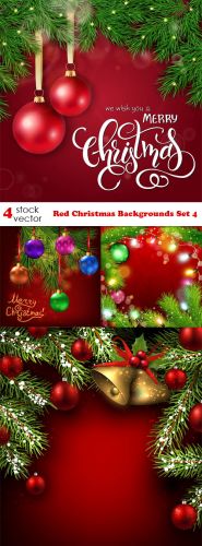 Vectors -- Red Christmas Backgrounds Set 4
