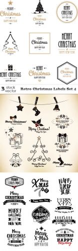 Vectors - Retro Christmas Labels Set 4