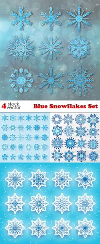 Vectors -- Blue Snowflakes Set