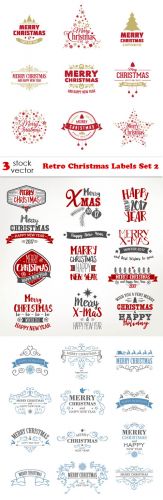 Vectors - Retro Christmas Labels Set 2