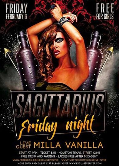 Sagittarius Friday Night v11 Premium Flyer Template