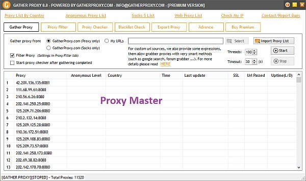 Gather Proxy 8.9.0 Premium Portable