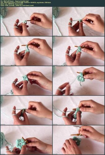 Crochet Floral Wreath out of Flowers, Leaves and Pistils