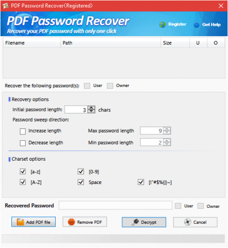 PDF Password Recover 2.0.1.0