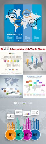 Vectors - Infographics with World Map 40