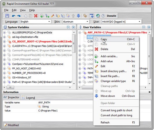 Rapid Environment Editor 9.1 build 933 (x86/x64) Multilingual Portable 