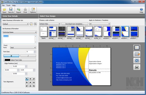 NCH CardWorks Business Card Software Plus v2.00