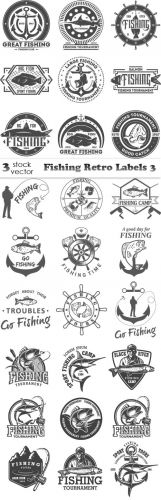 Vectors -- Fishing Retro Labels 3