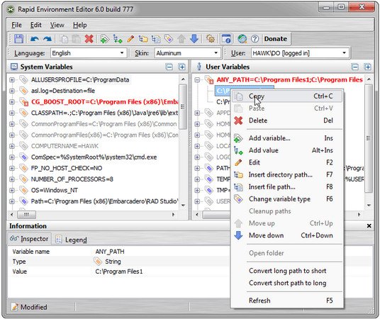 Rapid Environment Editor 9.1 build 934 (x86/x64) Multilingual Portable 