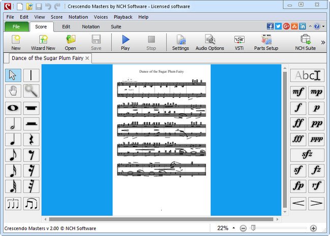 crescendo free music notation editor