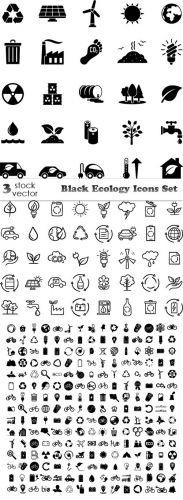 Vectors - Black Ecology Icons Set