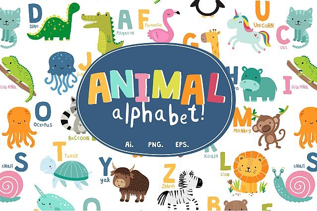 Animal Alphabet Vector Set