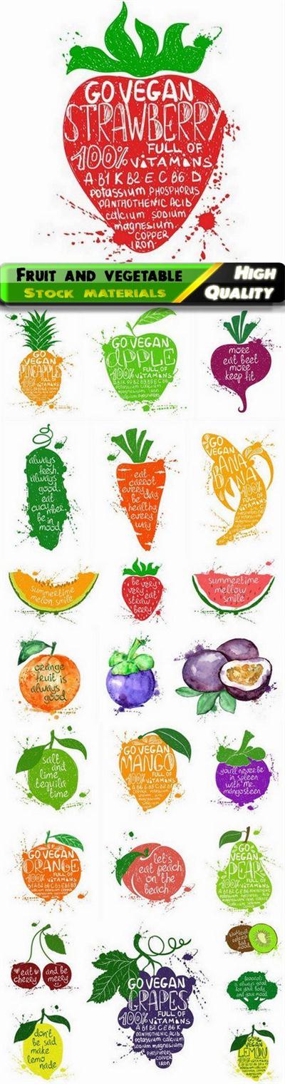 Download grunge fruit and vegetable illustration healthy food in vector from stock softarchive