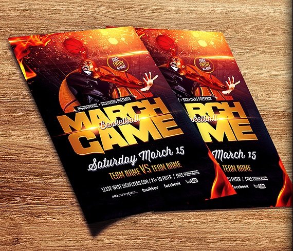 March Game Basketball Flyer Template