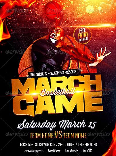 March Game Basketball Flyer Template