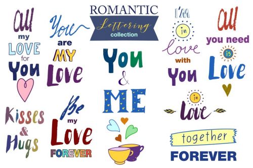 Hand drawn Romantic design kit