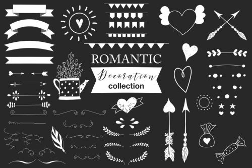Hand drawn Romantic design kit