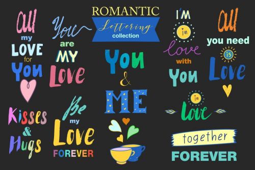 Hand drawn Romantic design kit