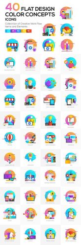 Set of Modern Flat Multi Color Conceptual icons