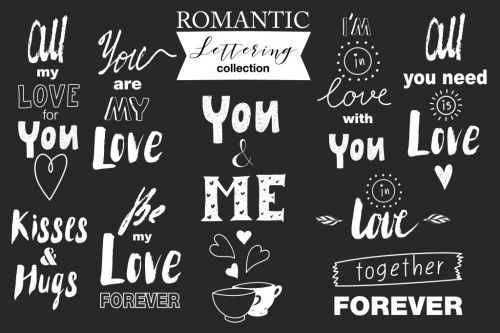 Hand drawn Romantic design kit